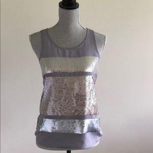 Express sequin grey silver tank top ax
